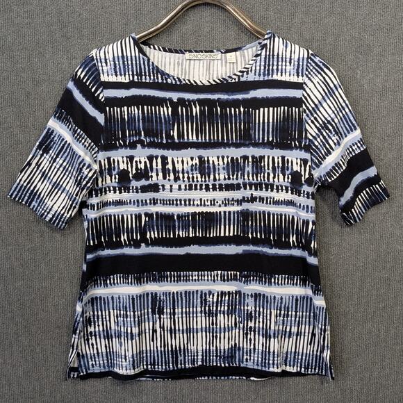 Snoskins Top Womens Medium Abstract Tee Layer T-Shirt Athletic Active Stretchy - Picture 1 of 10